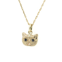 Black Diamond Ponyo Supreme Persian Cat Pendant 14k Yellow Gold